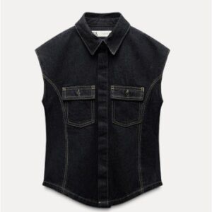 NWT, Zara Dark Blue Denim Vest, Sz XL (fits L)